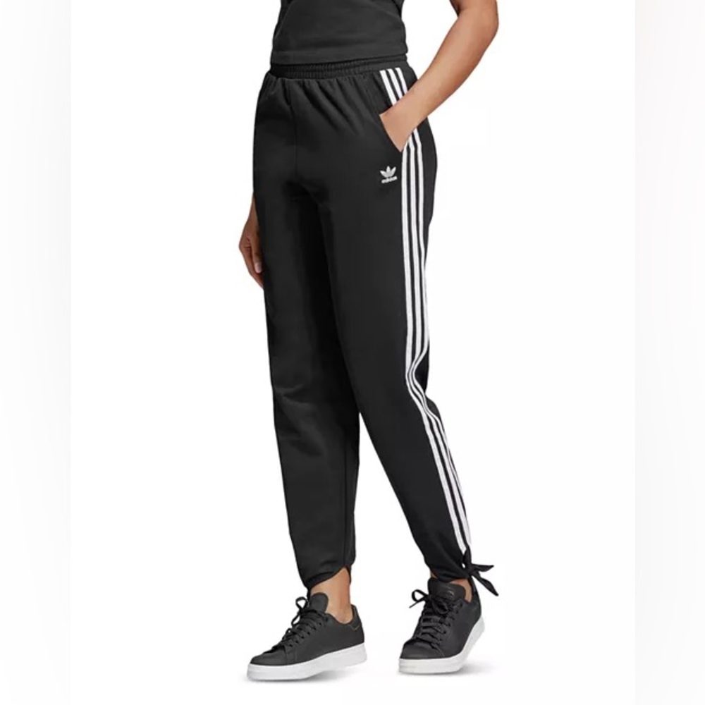ADIDAS | Triple Stripe Tie-Cuff Track Jogger Pants with 3 white stripes